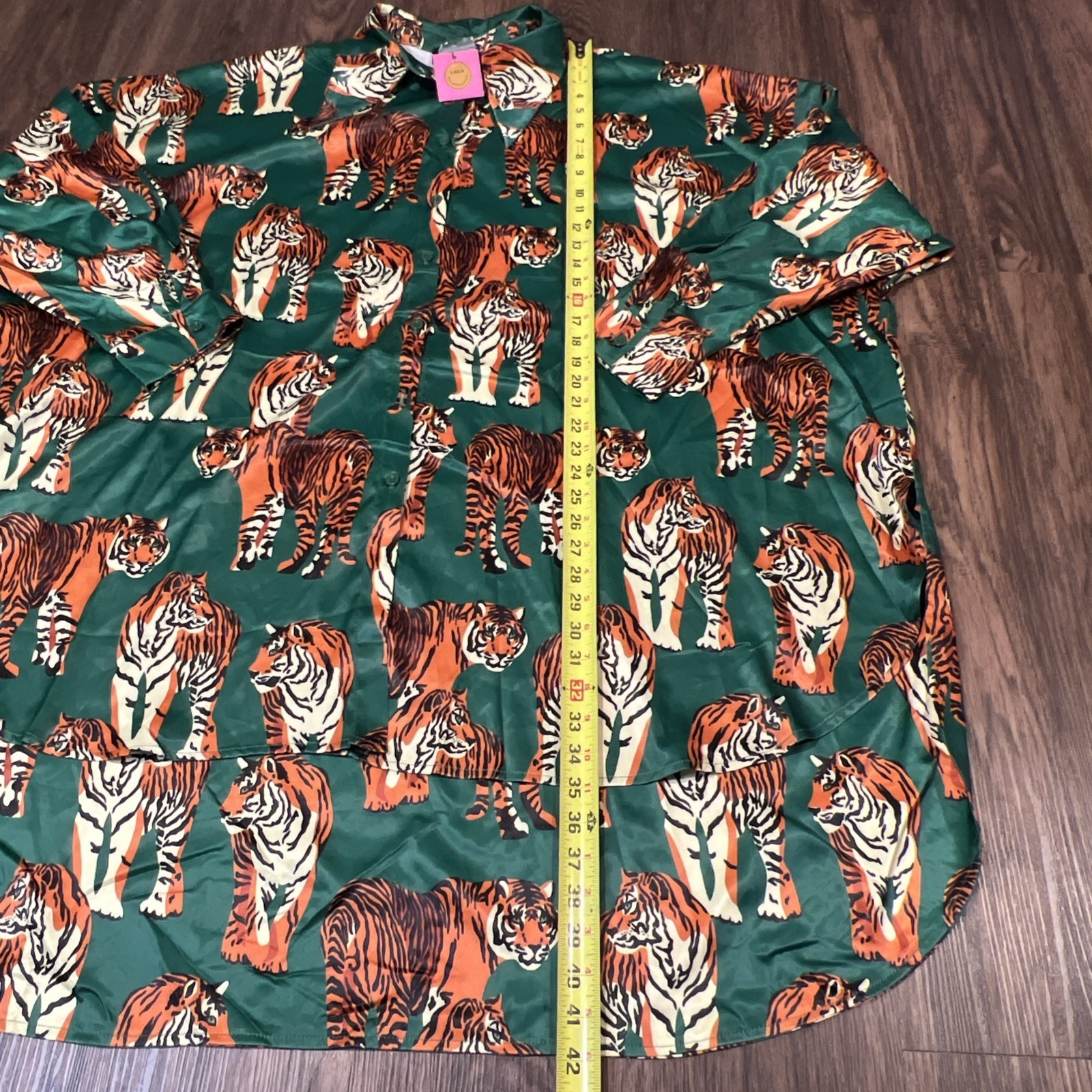 Dressed In Lala Tiger Print Royal Satin Top Only Size L/Xl — image 4 of 8